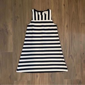 LOFT knit sleeveless dress - black & cream stripes - size S